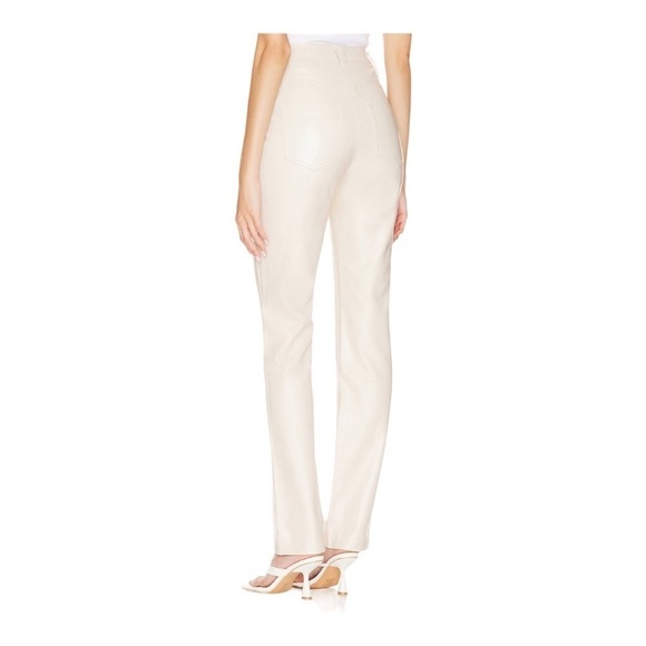 New AFRM Vegan Leather Pant Heston High Waist Straight Leg Off White Size 26 - Picture 3 of 9